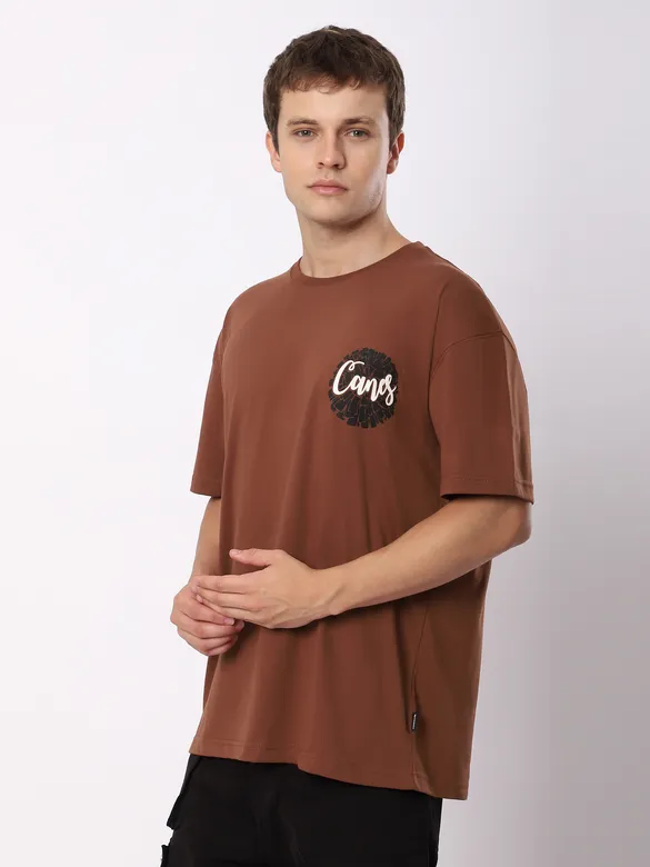 Brown Canes  Printed Oversized T-Shirt